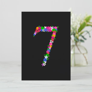 Floral Number Seven Botanical Flower Design Invitation