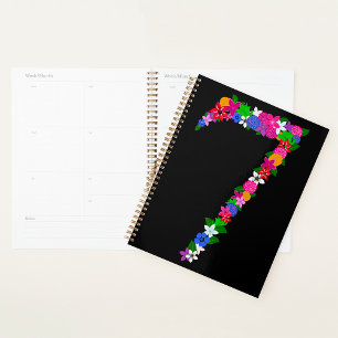 Floral Number Seven Botanical Flower Design Planner