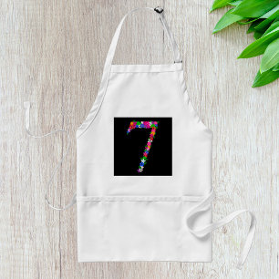 Floral Number Seven Botanical Flower Design Standard Apron