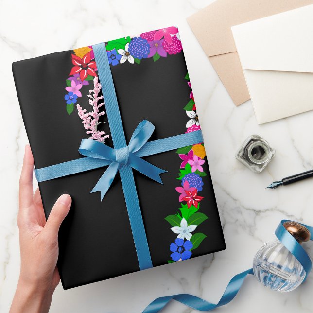 Floral Number Seven Botanical Flower Design Wrapping Paper (Creator Uploaded)