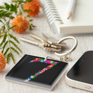 Floral Number Seven Keychain