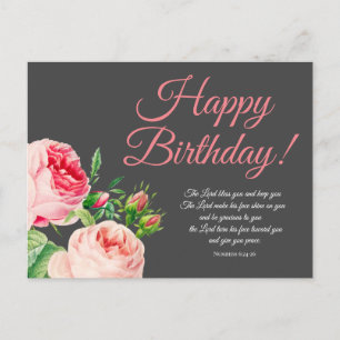 Floral Numbers 6:24-26 Birthday Postcard