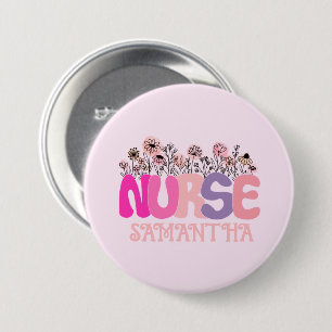 Floral Nurse 7.5 Cm Round Badge