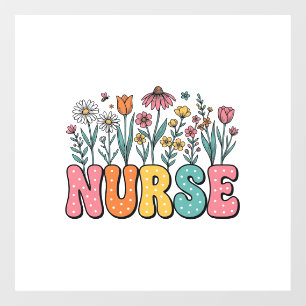 Floral Nurse Bubble Letter Vintage Style Shirt Des