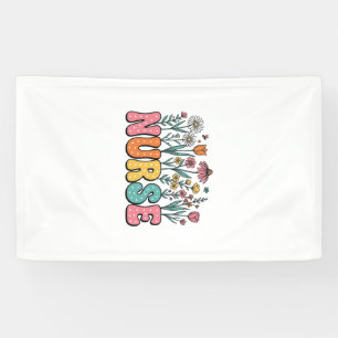 Floral Nurse Bubble Letter Vintage Style Shirt Des Banner