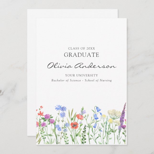 Floral Nurse Graduation  Invitation (Front/Back)