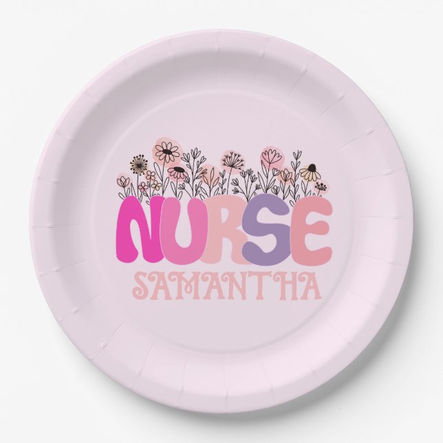 Floral Nurse Paper Plate (Front)