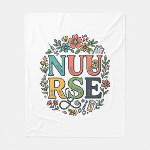 Floral Nurse Shirt Design Vintage Medical Art_1 Fleece Blanket
