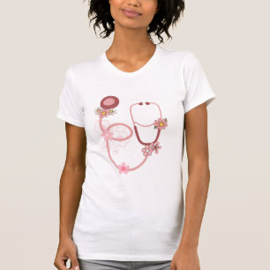 Floral  Nurse stethoscope  T-Shirt