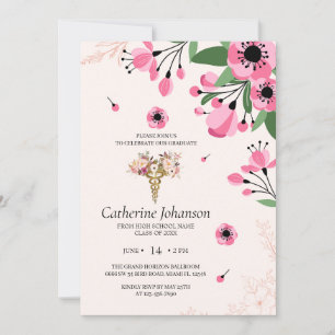 Floral Nursing Graduation Invitation   RN BSN Nurs