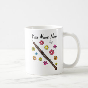 Floral Oboe Oboist Woodwind Musician Custom Coffee Mug