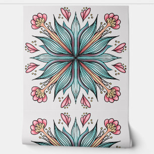 Floral Off-White Modern Abstract Flower Art Wallpaper