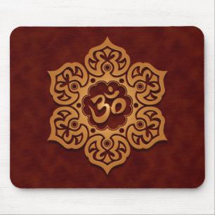 Floral Ohm Design (golden red) Mouse Pad