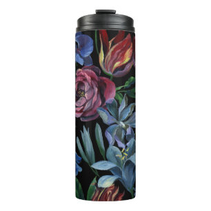 Floral Oil Pastel: Seamless Pattern Thermal Tumbler