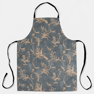 Floral old retro vintage ornament wallpaper on bac apron