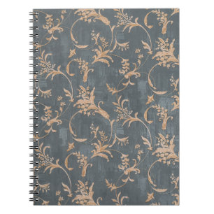 Floral old retro vintage ornament wallpaper on bac notebook