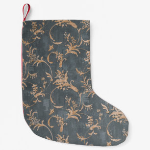Floral old retro vintage ornament wallpaper on bac small christmas stocking