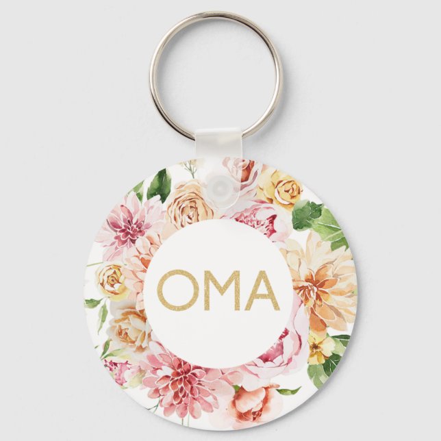 Floral Oma Gift  Key Ring (Front)