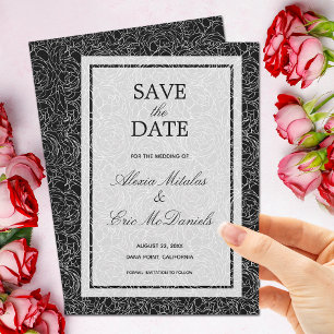 Floral on Black Save The Date