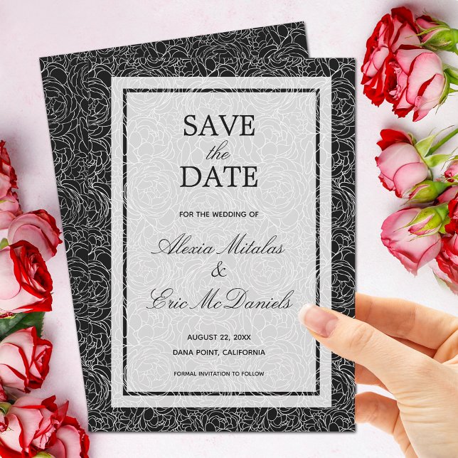Floral on Black Save The Date (Creator Uploaded)