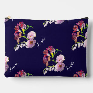Floral on Blue Accessory Pouch