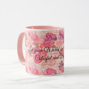 Floral on Wood Popular Customise Text Mug