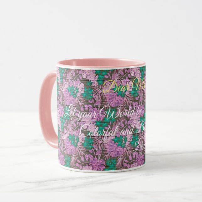 Floral on Wood Popular Customise Text Mug (Front Left)