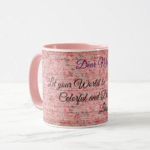 Floral on Wood Popular Customise Text Mug