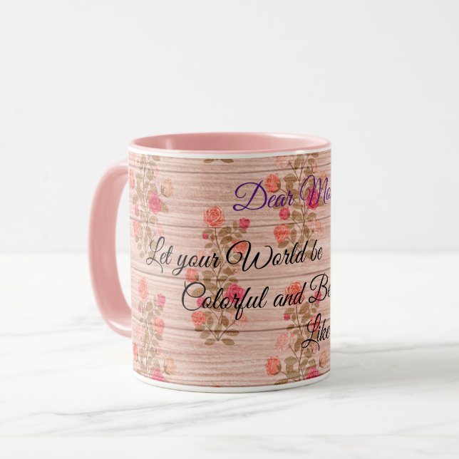 Floral on Wood Popular Customise Text Mug (Front Left)