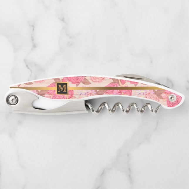 Floral on Wood Popular Gift Corkscrew (Front)