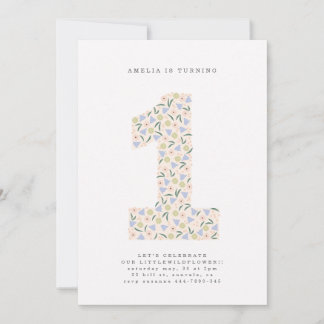 Floral One First Birthday Invite