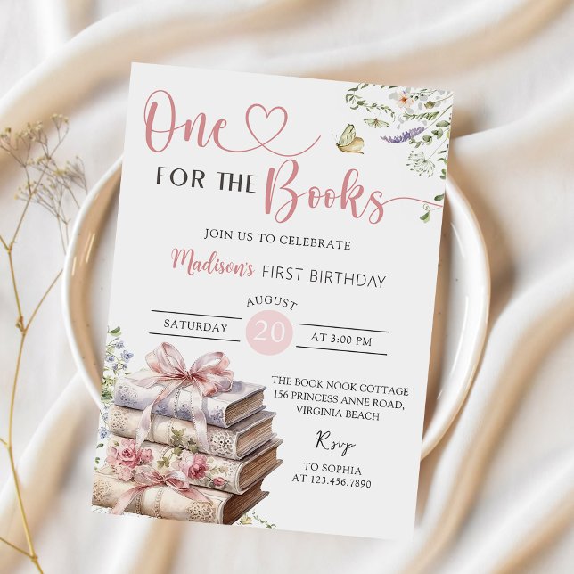 Floral One for the Books First Birthday Invitation (Creator Uploaded)