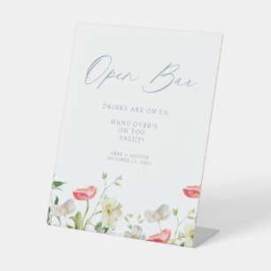 Floral Open Bar Pedestal Sign