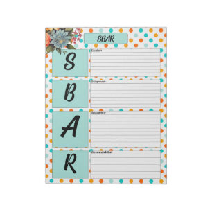 Floral Orange and Blue _ SBAR Temp Notepad