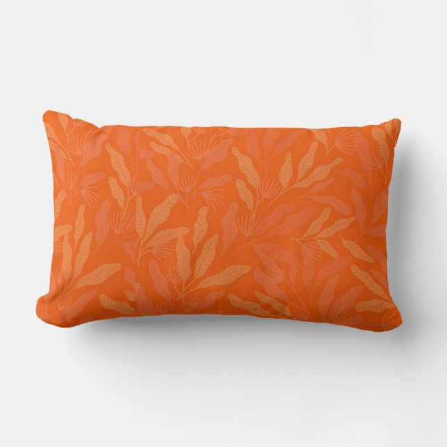 Floral orange and yellow pattern lumbar cushion (Front)