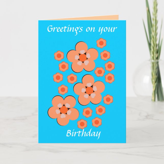 Floral Orange birthday cards (Front)