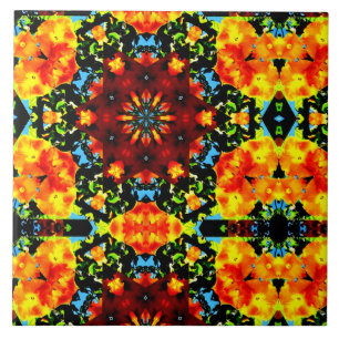 Floral Orange Ceramic Tile