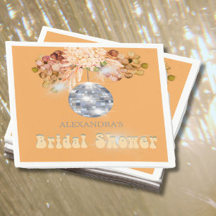 Floral Orange Disco Ball Bridal Shower Napkin