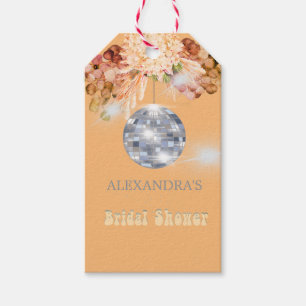 Floral Orange Disco Ball Bridal Shower Sticker  Gift Tags