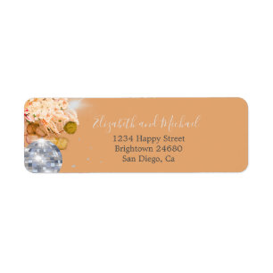Floral Orange Eucalyptus Elegant Disco Return Address Label