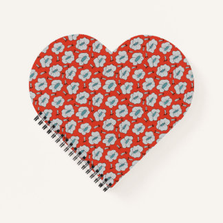 Floral Orange Heart Shaped Spiral Bound Notebook