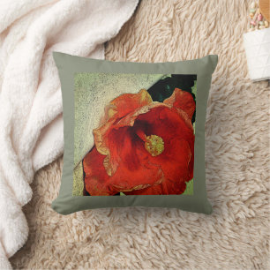 FLORAL/ORANGE HIBISCUS Throw Pillow