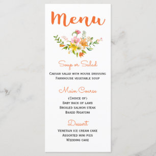 Floral Orange Menu Lily Flowers - Pink Yellow
