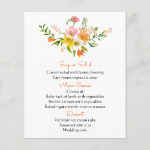 Floral Orange Menu Lily Flowers - Pink Yellow