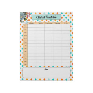 Floral Orange n Blue_ Clinical Timetable Notepad