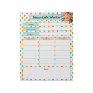 Floral Orange n Blue _ Disease Data Collection Notepad