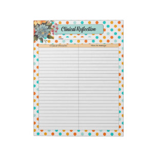 Floral Orange n Blue Polka Do_ Clinical Reflection Notepad