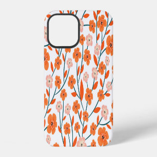 Floral Orange Pastel White Seamless iPhone 12 Case