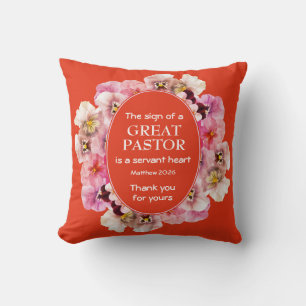 Floral Orange Pastor Appreciation  Cushion