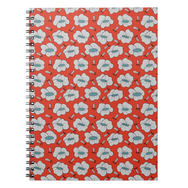 Floral Orange Spiral Photo Notebook (Front)